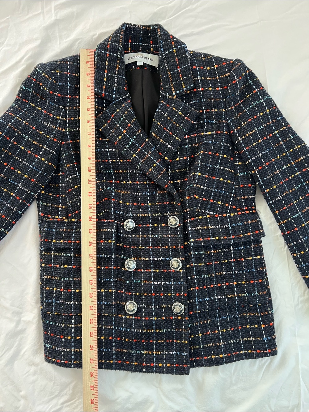 Veronica Beard Rumer Dickey Jacket in navy multi tweed. - Picture 11 of 11
